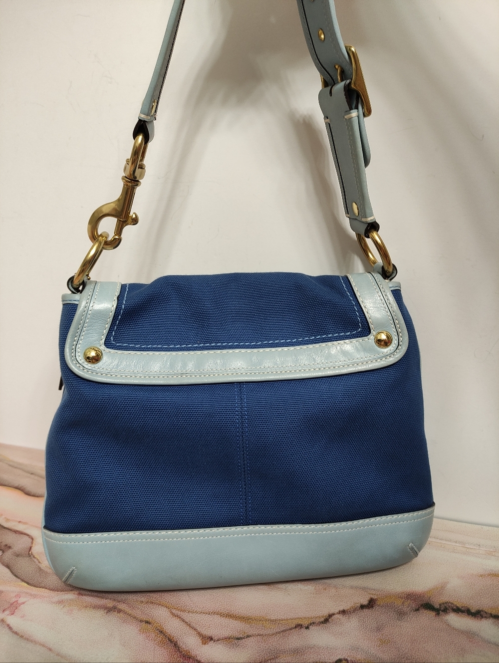 Vintage Coach 10828 65th Annv Legacy Ali Slim Flap Bag Blue - Picture 5 of 14